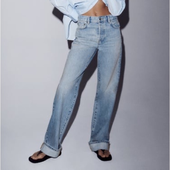 Zara Jeans Zara The Loose Fit Wide Leg Low Rise Relaxed Fit Jeans